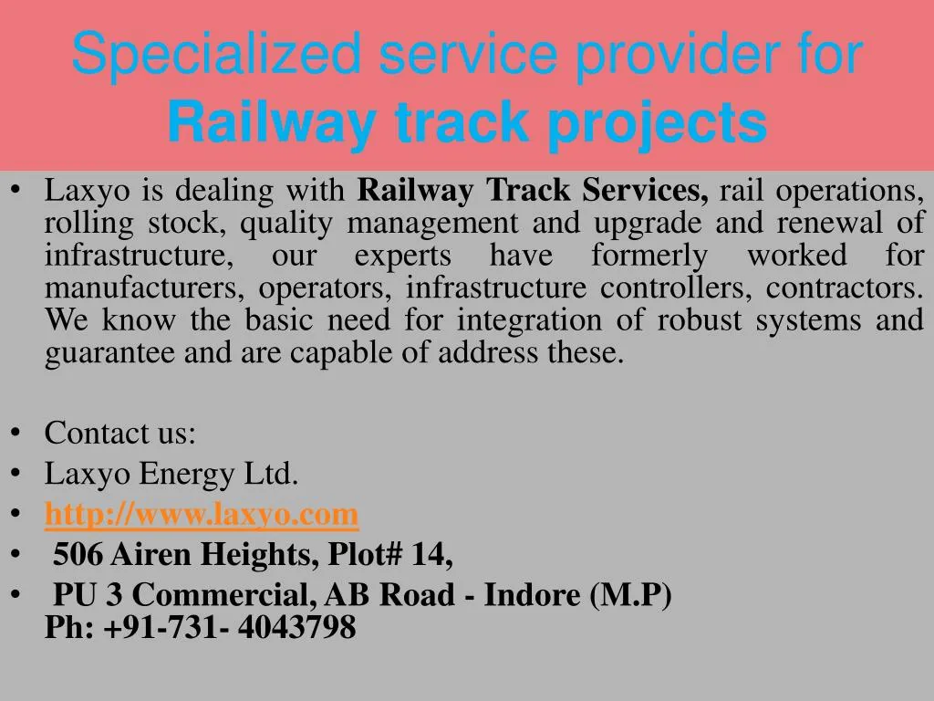 specialized service provider for railway track projects
