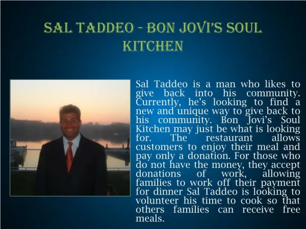 SAL TADDEO - BON JOVI’S SOUL KITCHEN