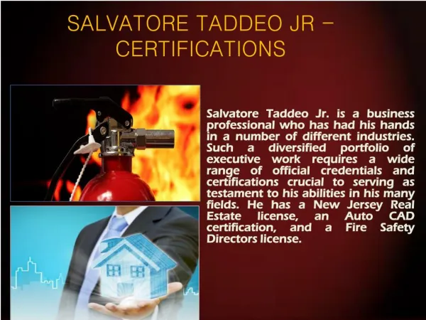SALVATORE TADDEO JR - CERTIFICATIONS