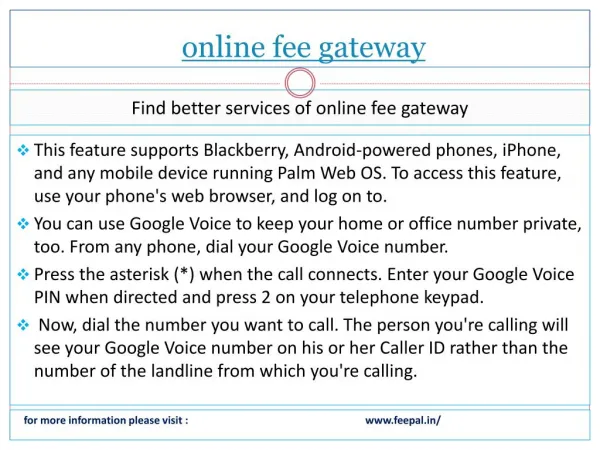 This chapter is focused on the online fee gateway