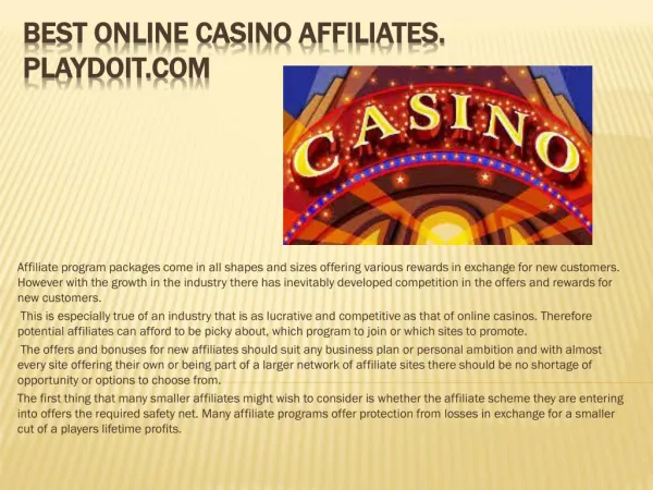 Best Online Casino Affiliates. Playdoit.com