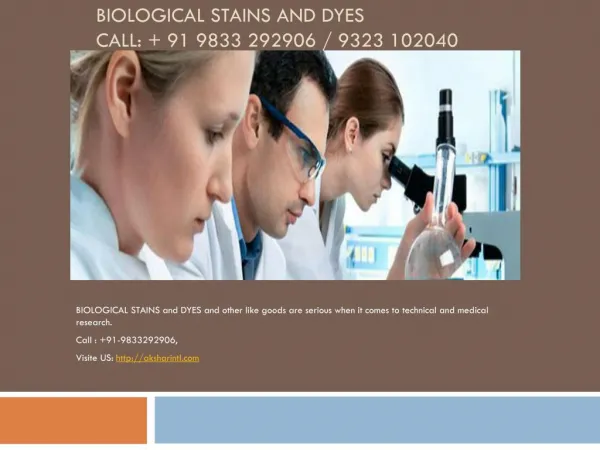 LAB CHEMICAL EXPORTERS FROM INDIA, BIOLOGICAL STAINS and DYES