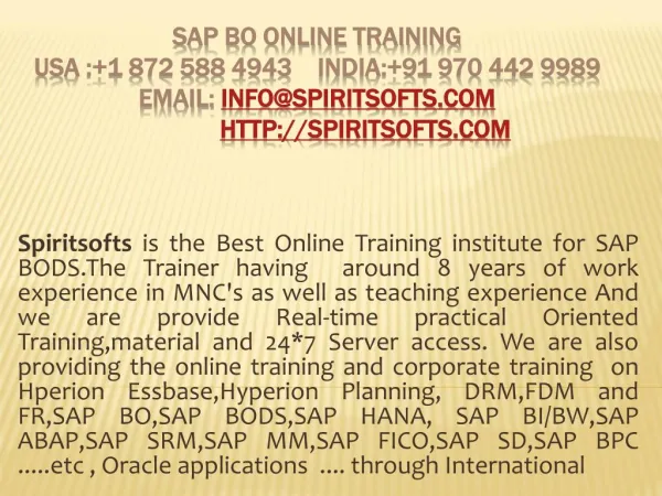 SAP BIBO online Training