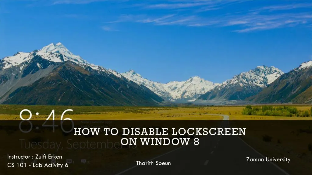 how to disable lockscreen on window 8