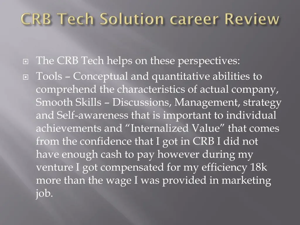 crb tech solution career review