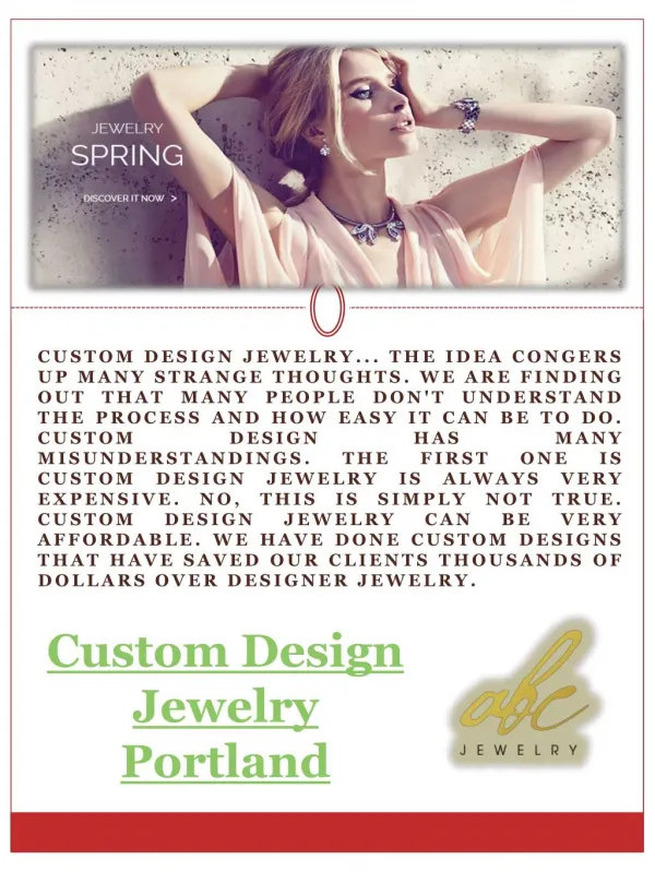 Custom Design Jewelry Portland