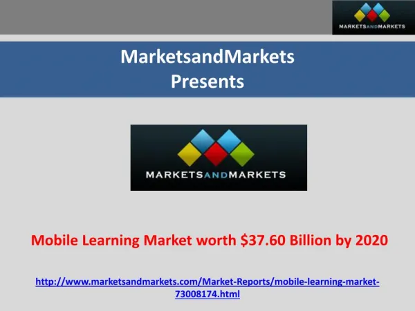 Mobile Learning Market worth $37.60 Billion by 2020
