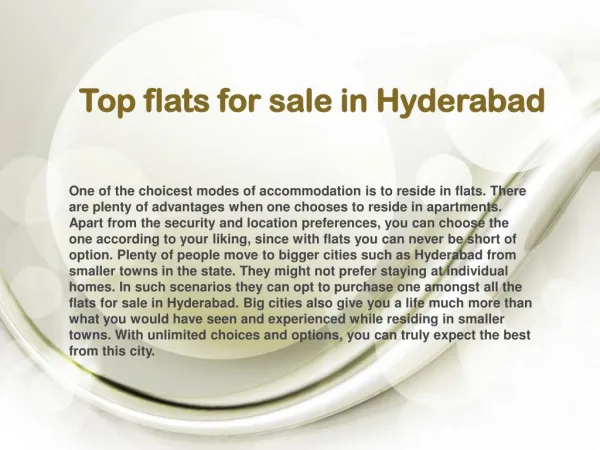 Top flats for sale in Hyderabad