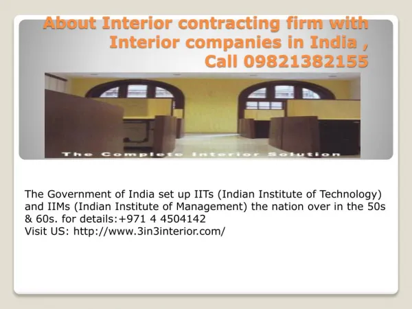 Interior contracting firm, Interior companies in India