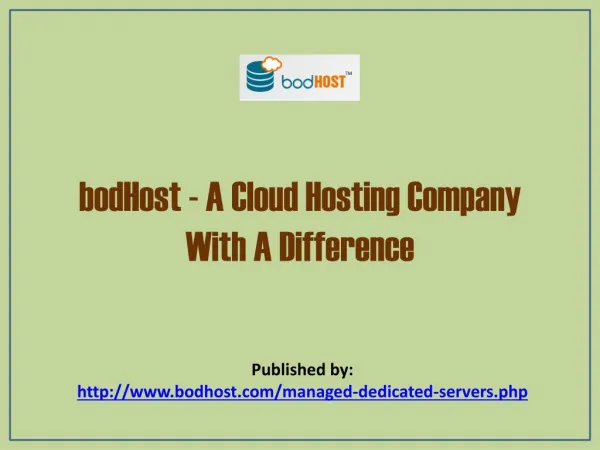 bodHost - A Cloud Hosting Company With A Difference
