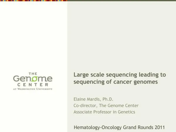 Large scale sequencing leading to sequencing of cancer genomes