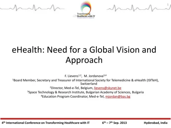 eHealth: Need for a Global Vision and Approach