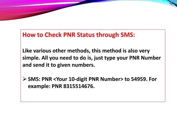 Check PNR Status through SMS