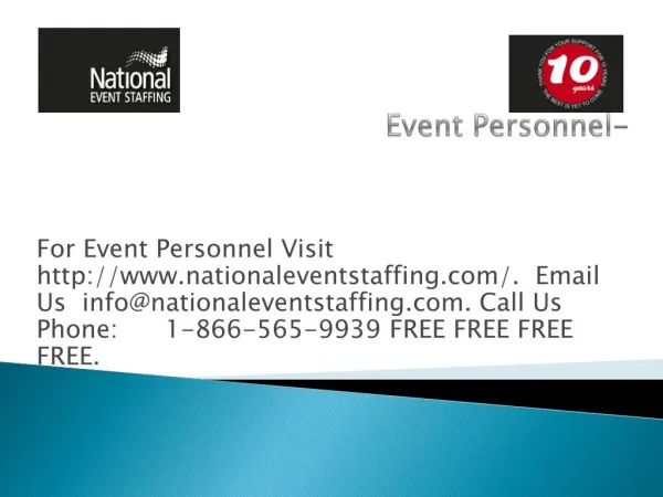 Event Personnel- www.nationaleventstaffing.com