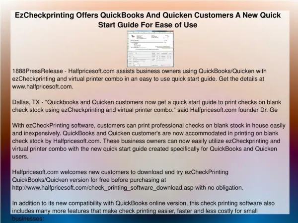 EzCheckprinting Offers QuickBooks And Quicken Customers