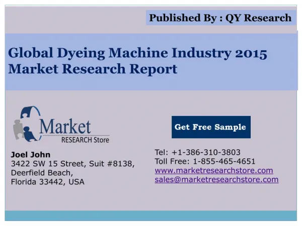 Global and China Dyeing Machine Industry 2015 Market Researc