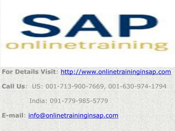SAP FICO Online Training and Placement