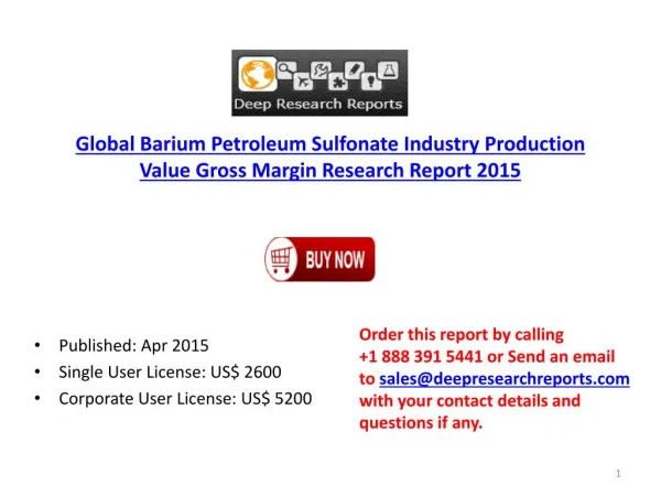 Global & Chinese Barium Petroleum Sulfonate Industry Develop