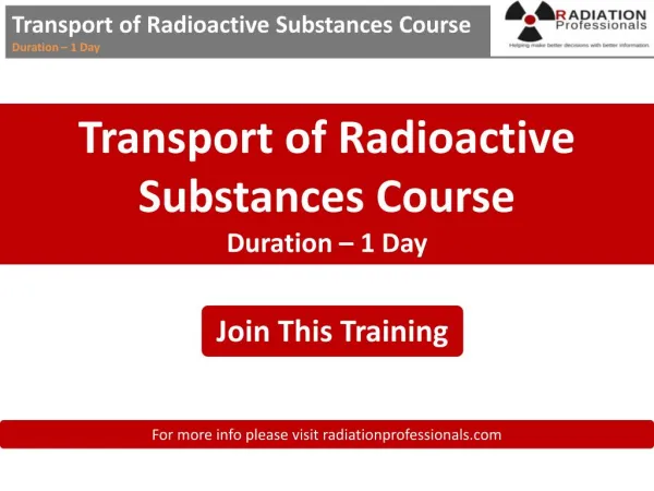 Transport of radioactive substances course