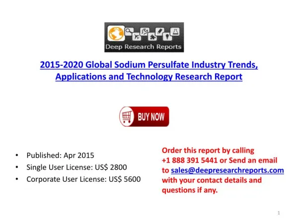 2015 Global Sodium Persulfate Industry by Commercial Product