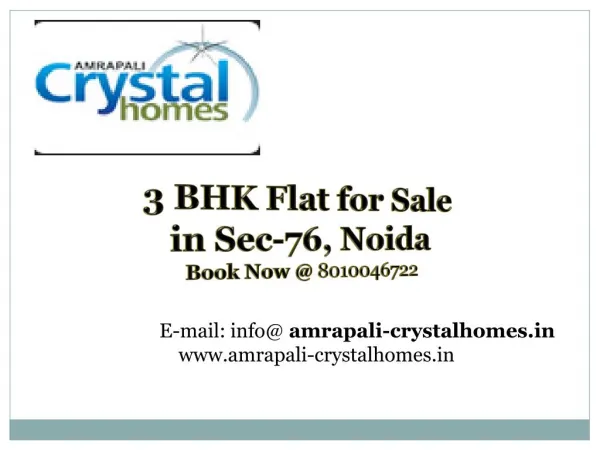 3 BHK Apartments for sale in Noida @ 91-8010046722