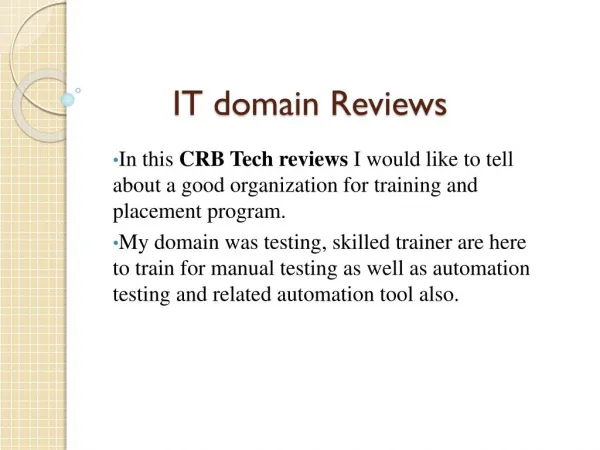 crb tech IT training reviews ppt