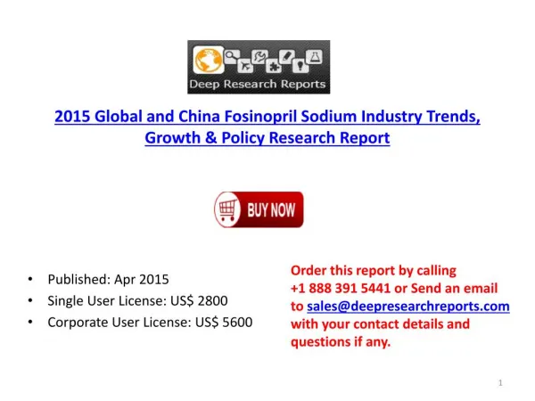 2015-2020 Global and China Fosinopril Sodium Market Trends,
