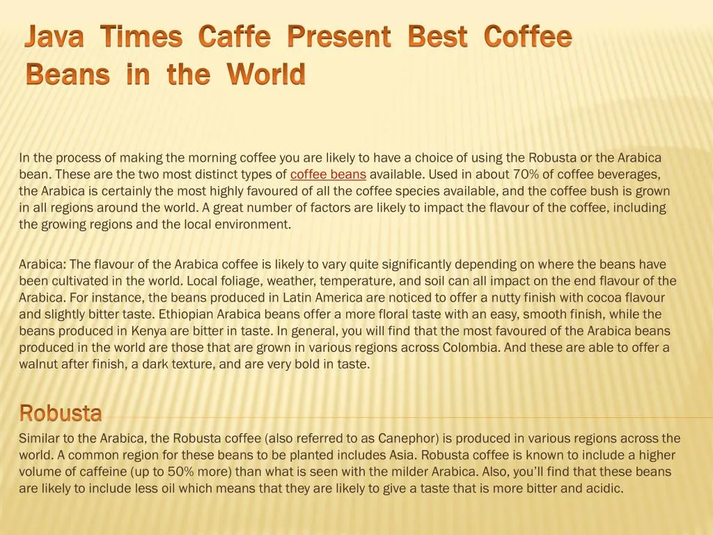 java times caffe present best coffee beans in the world