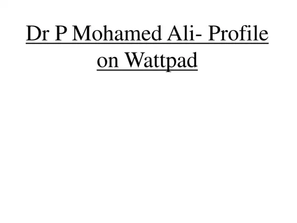 Wattpad Profile- P Mohamed Ali