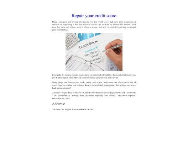 Repair your credit score