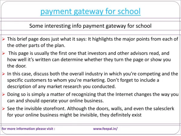 Payment gateway for school services in India.