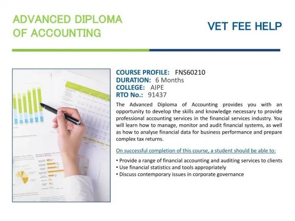 Advanced Diploma of Accounting Course Online