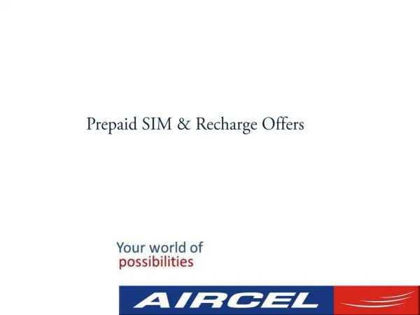 Aircel Prepaid Recharge Offers and SIM card