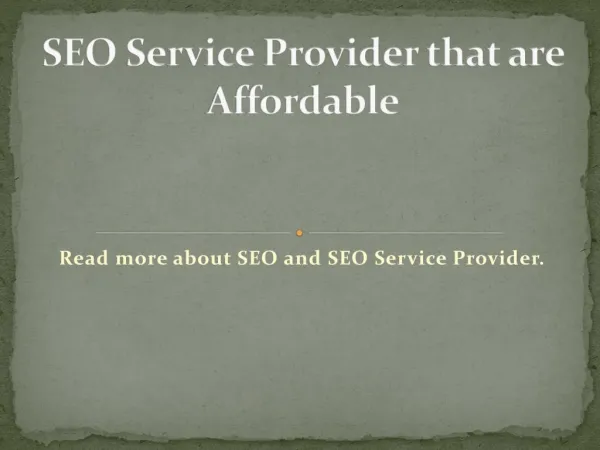 SEO Service Provider that are Affordable