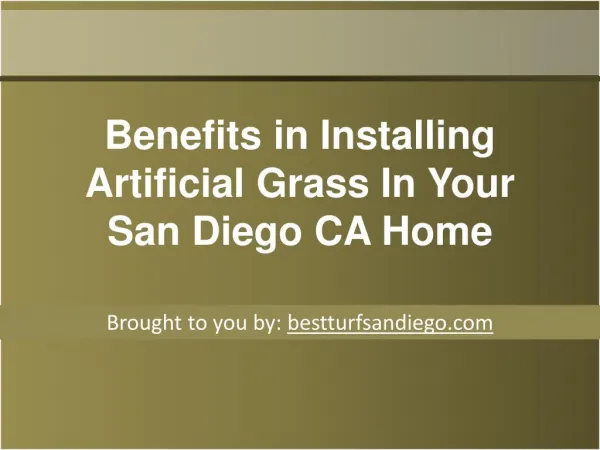 Benefits in Installing Artificial Grass In Your San Diego CA