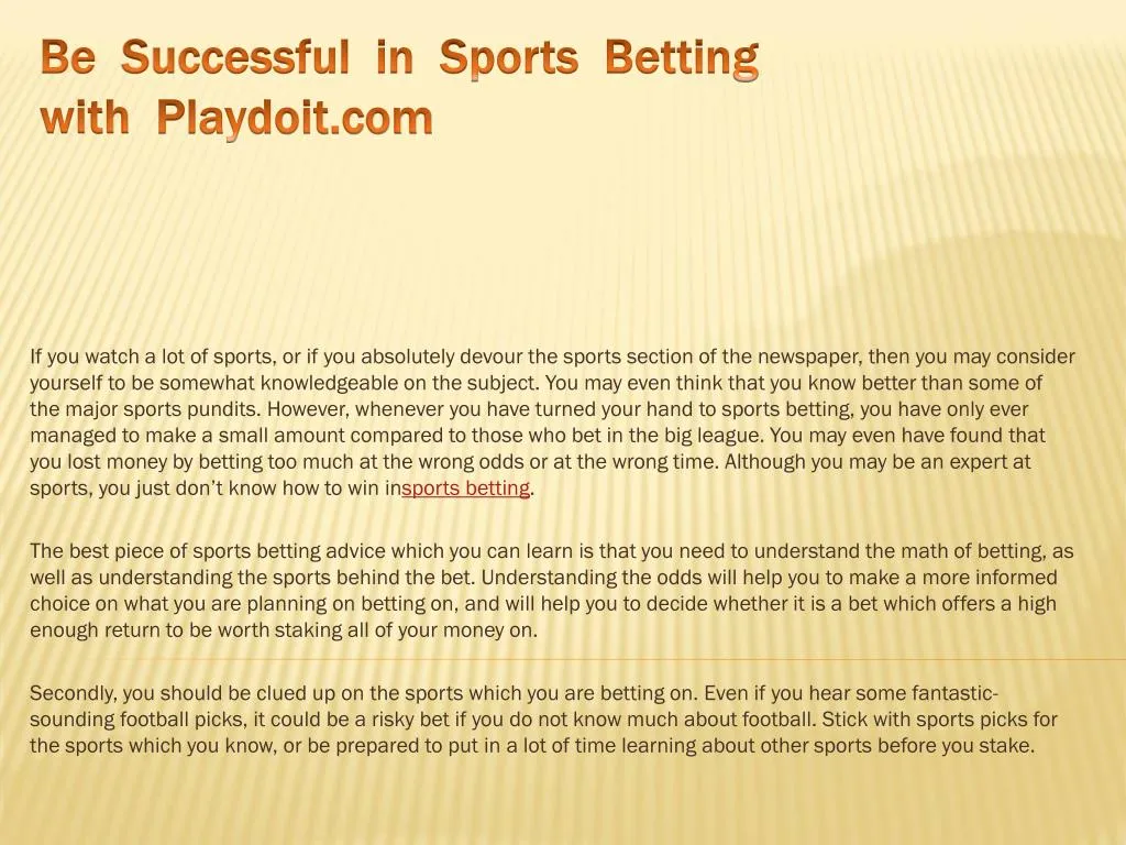 be successful in sports betting with playdoit com