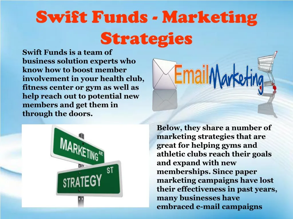 swift funds marketing strategies