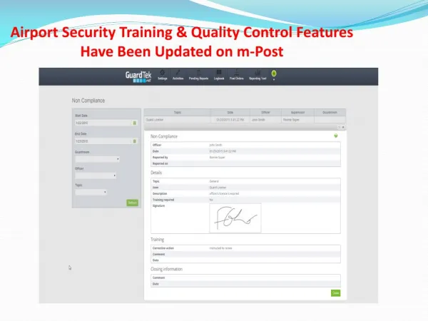 Airport Security Training & Quality Control Features Have B