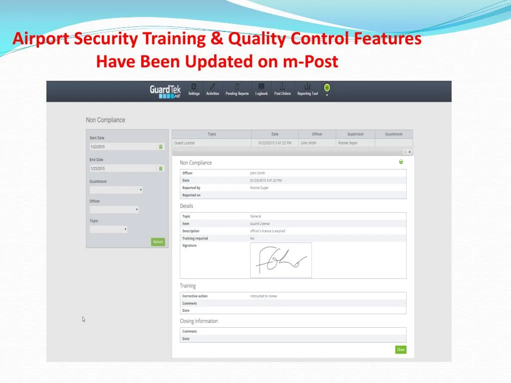 airport security training quality control features have been updated on m post