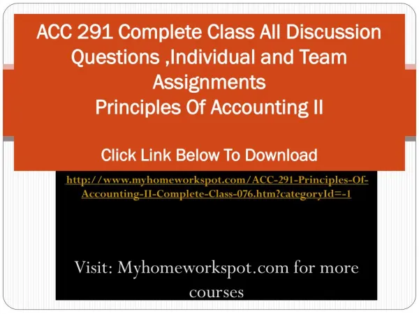 ACC 291 Complete Class All Discussion Questions ,Individual