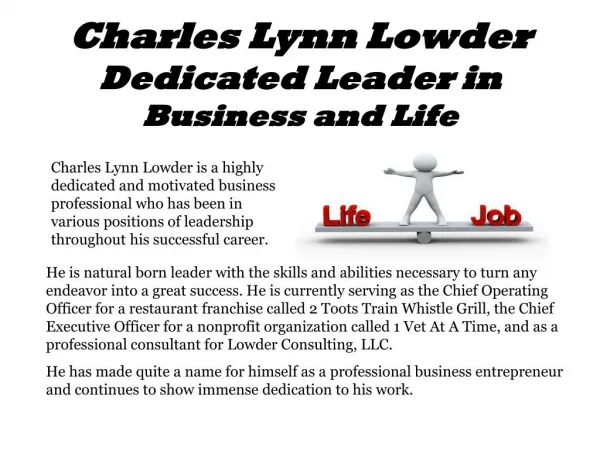 Charles Lynn Lowder Dedicated Leader in Business and Life