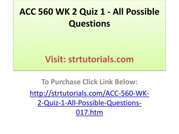 ACC 560 WK 2 Quiz 1 - All Possible Questions