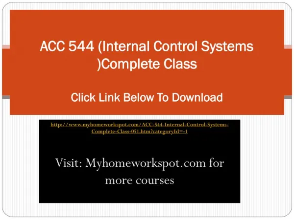 ACC 544 (Internal Control Systems )Complete Class ACC 544 W