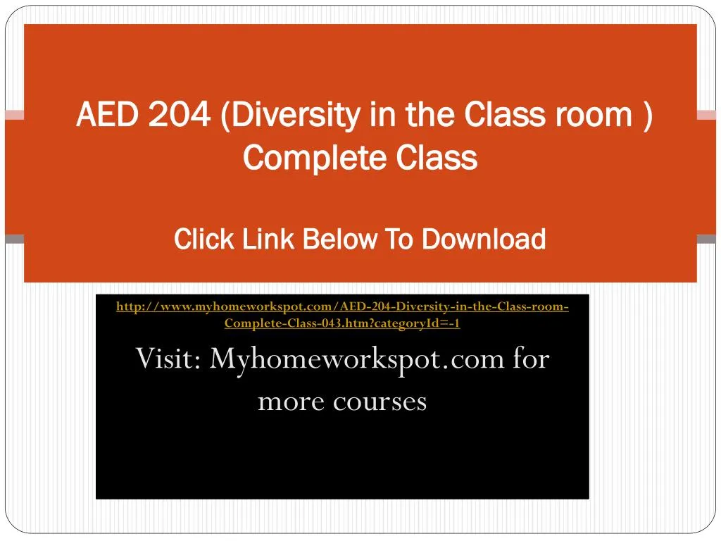 aed 204 diversity in the class room complete class click link below to download