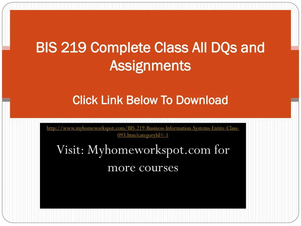bis 219 complete class all dqs and assignments click link below to download