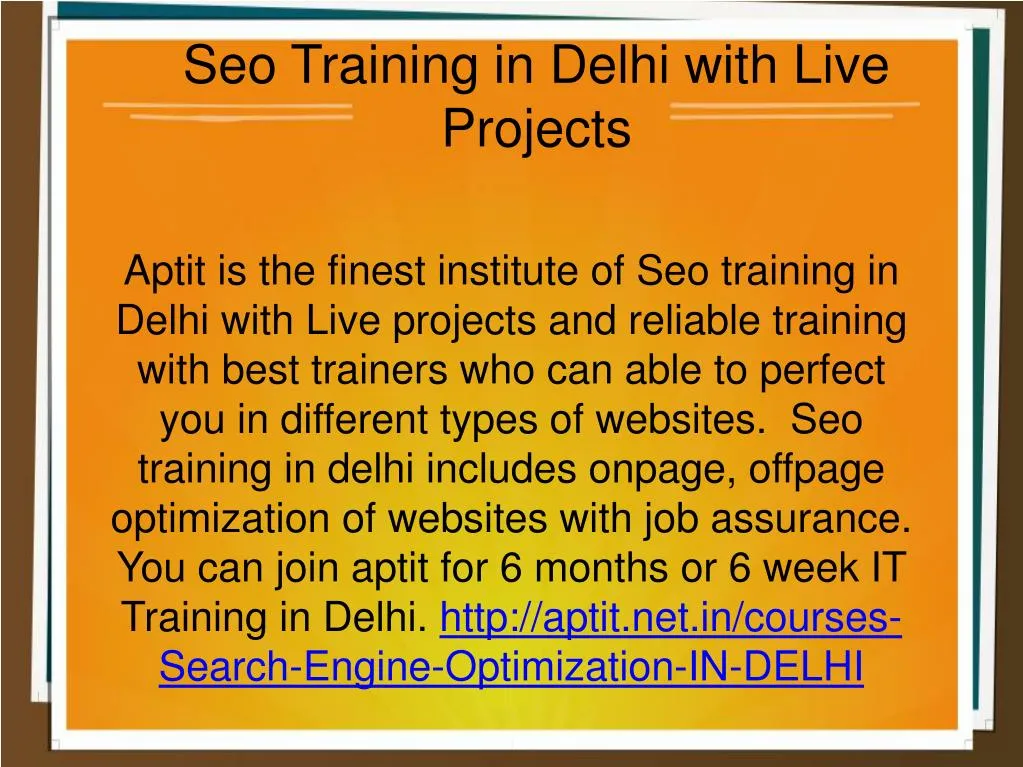 seo training in delhi with live projects