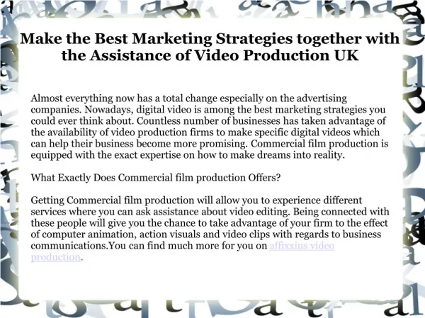 Video Production Companies UK