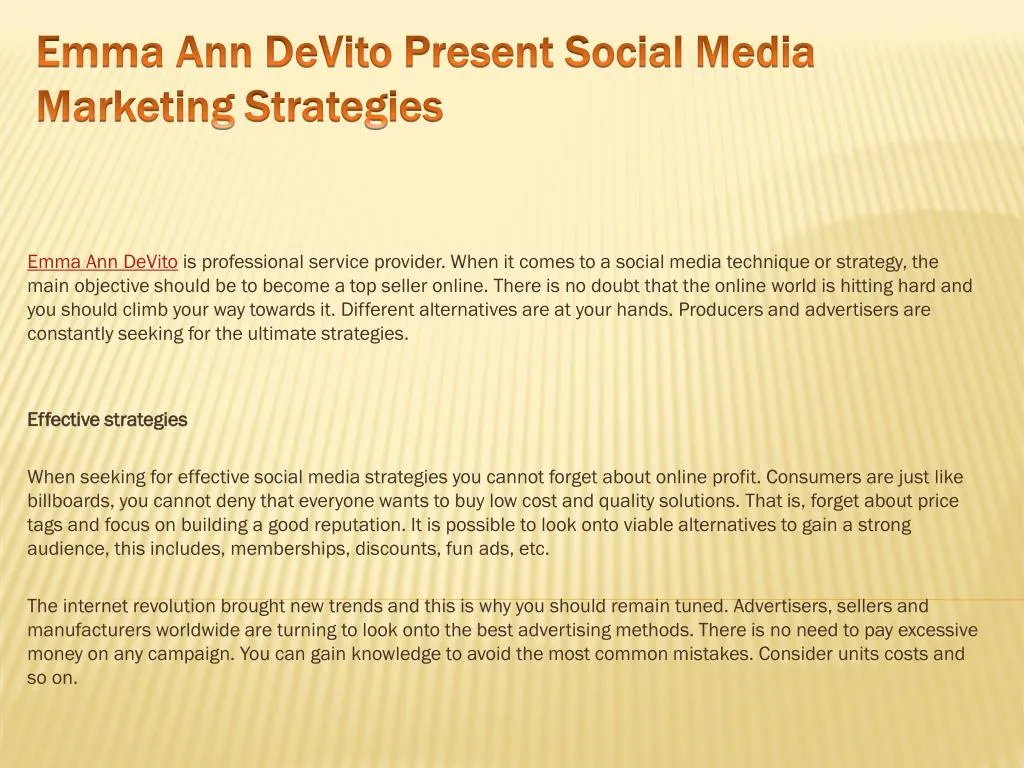emma ann devito present social media marketing strategies