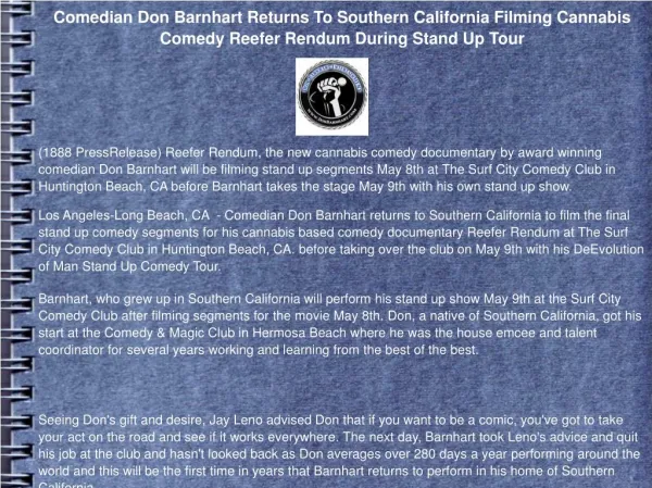 Comedian Don Barnhart Returns To Southern California Filming