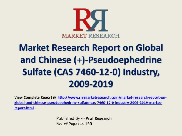 Pseudoephedrine Sulfate Industry 2019 Forecasts for Global